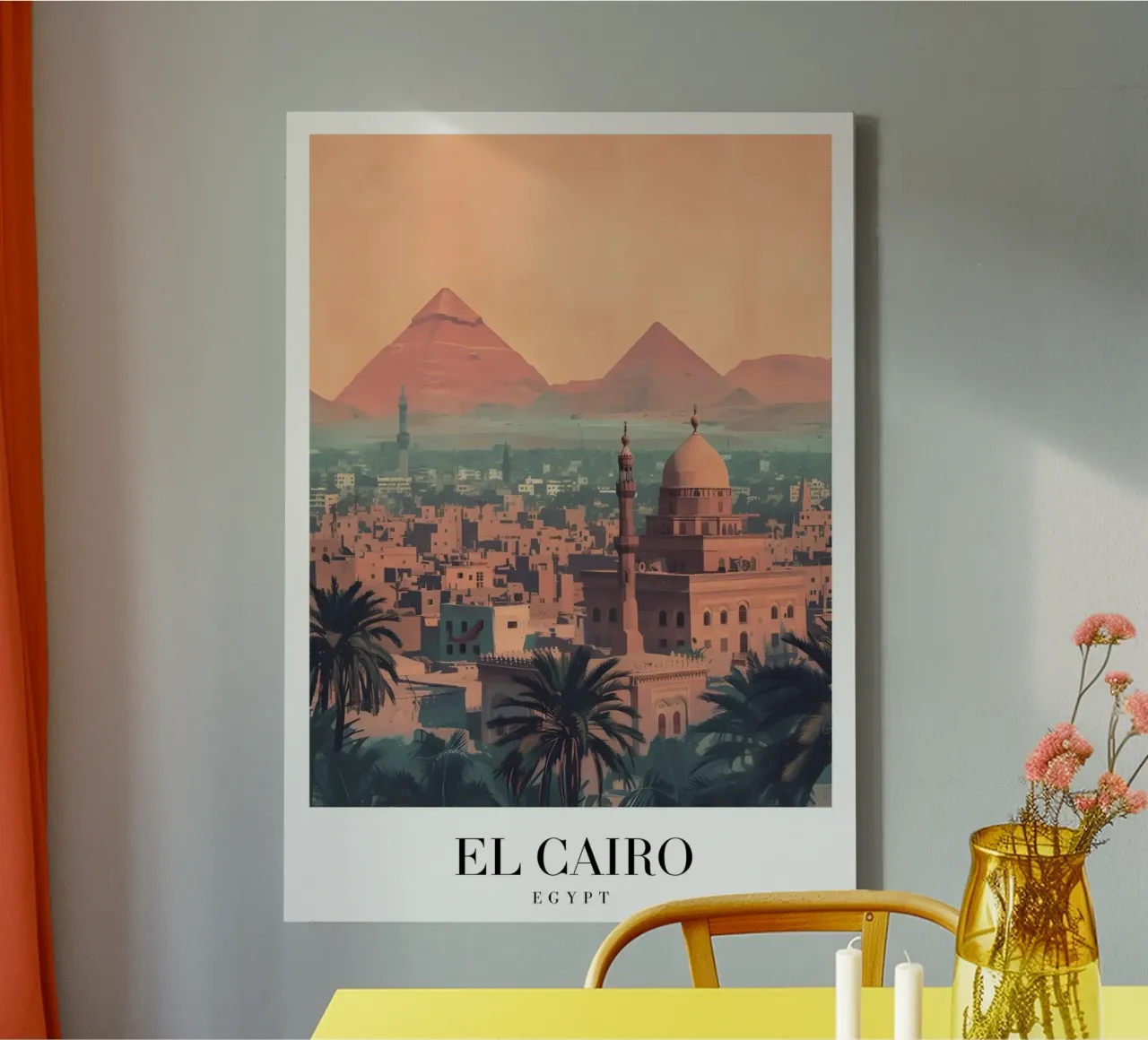 El Caïro Egypte Piramides & Moskee - Oude Stad Landschap Kunst canvas met Baklijst van homdeco