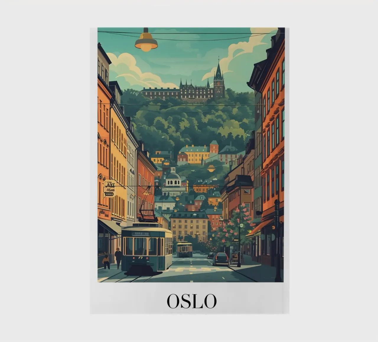Oslo Norway Urban Scene - Historic Building & Tram Print notebook by homdeco