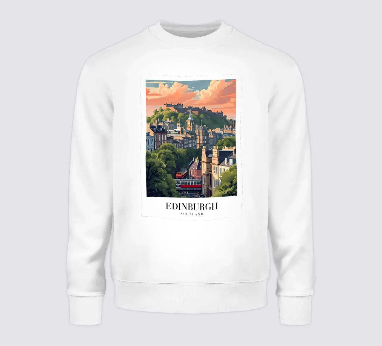 Edinburgh Scotland Castle View - Historic Cityscape Art sweatshirt by homdeco