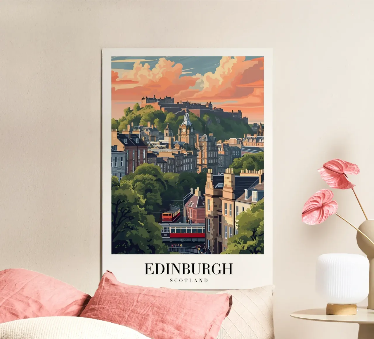 Vue du château d'Édimbourg en Écosse - Historic Cityscape Art poster de homdeco