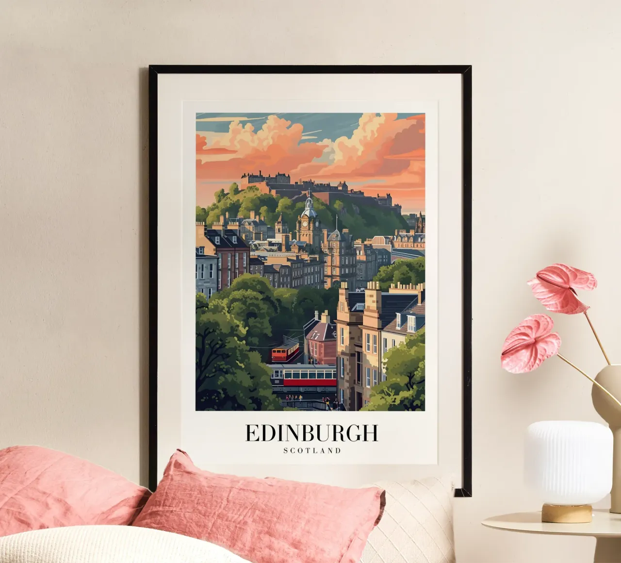 Vue du château d'Édimbourg en Écosse - Historic Cityscape Art poster de homdeco