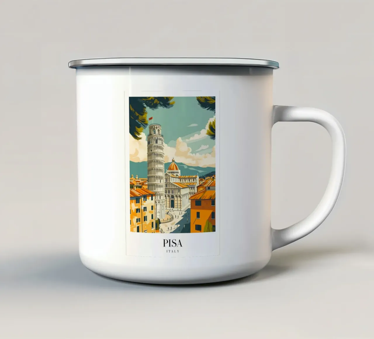 Pisa Italië Scheve Toren - Toscaanse bezienswaardigheid Art Print emaille mok van homdeco