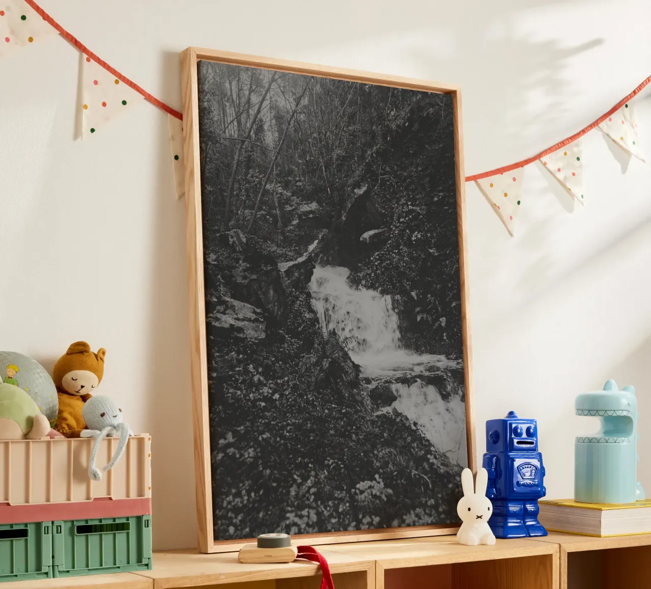 Gedempte wildernis canvas met Baklijst van PhotoVibe Decor