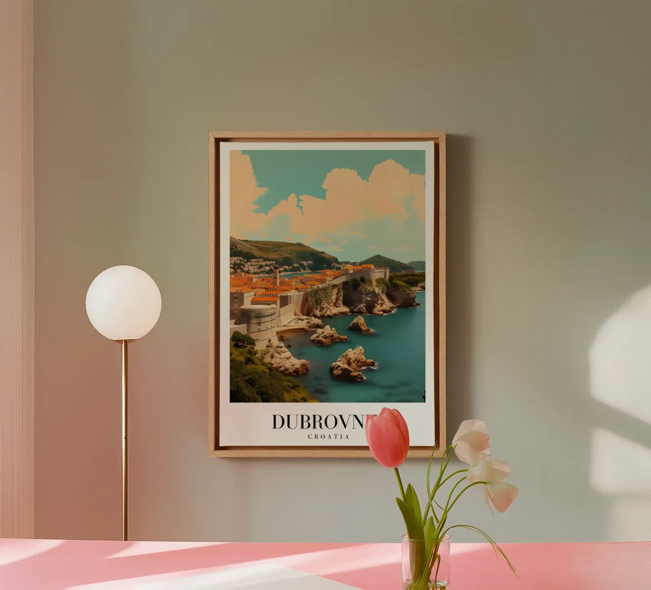 Dubrovnik Kroatië Oude Stad & Kust - Adriatisch Panorama canvas met Baklijst van homdeco