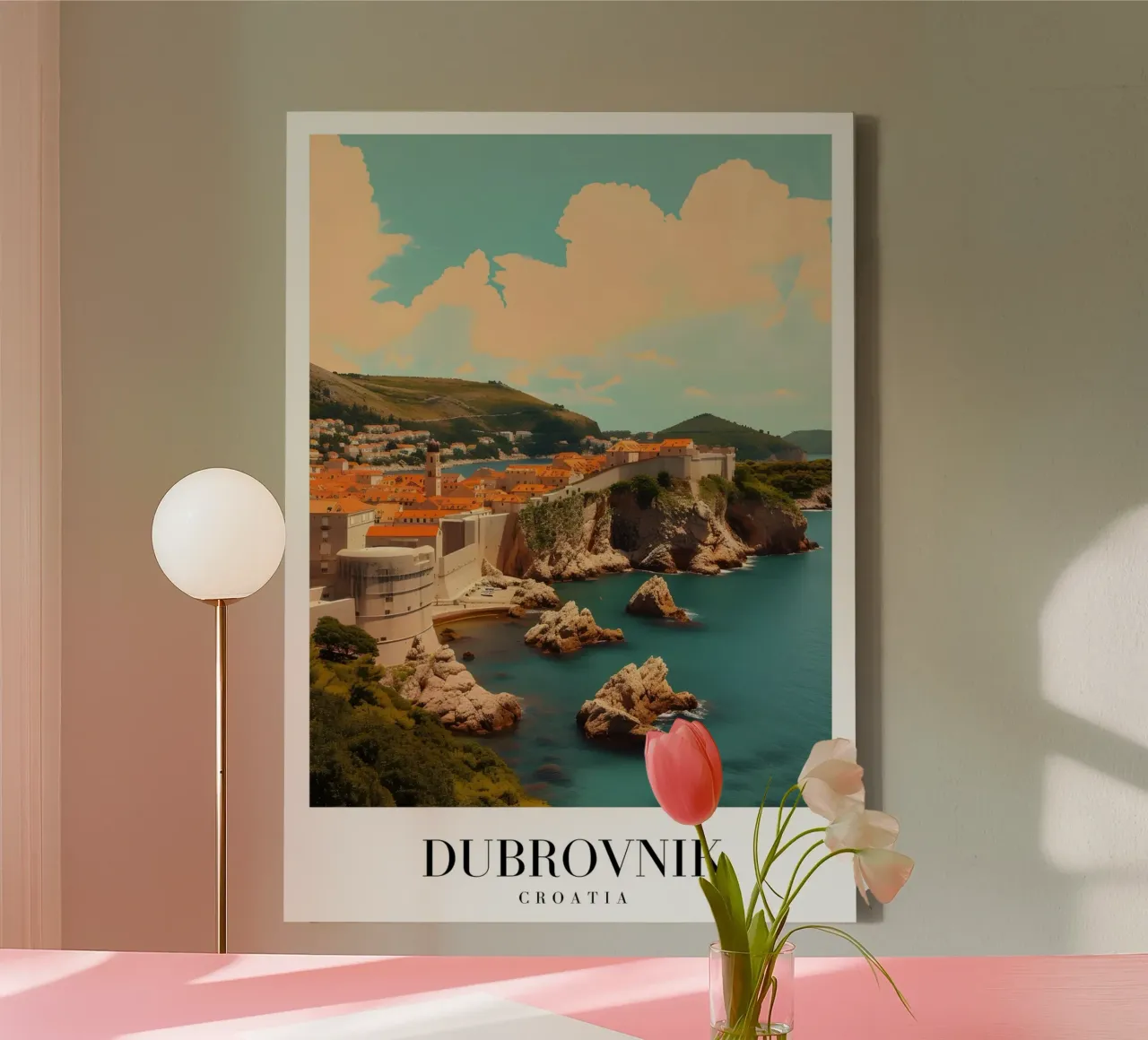 Dubrovnik Kroatië Oude Stad & Kust - Adriatisch Panorama canvas met Baklijst van homdeco