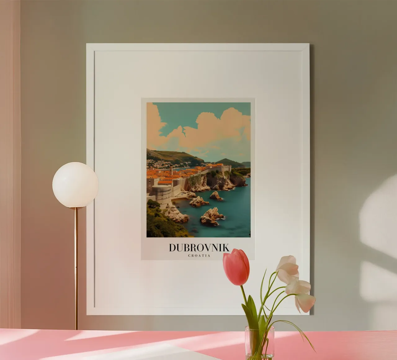 Dubrovnik Croazia Città vecchia e costa - Panorama Adriatico poster con telaio in alluminio da homdeco