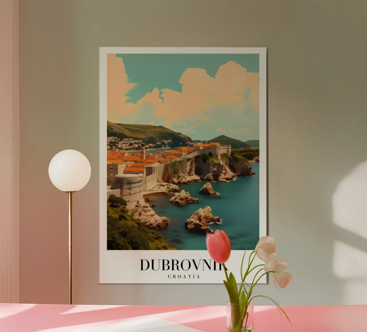 Dubrovnik Croazia Città vecchia e costa - Panorama Adriatico poster con telaio in alluminio da homdeco