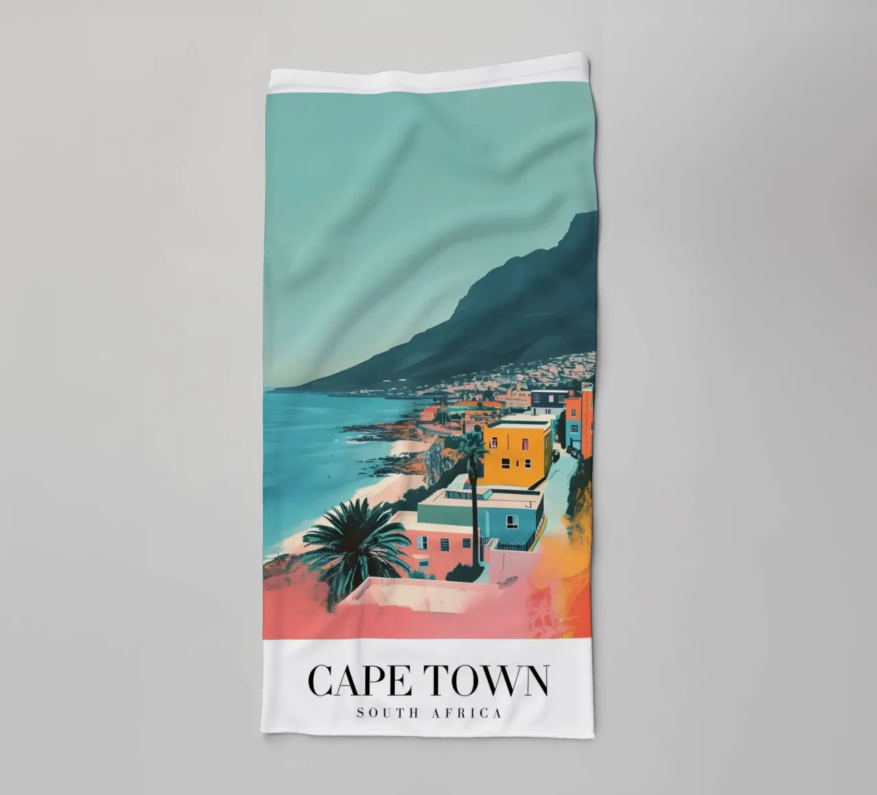 Kaapstad Zuid-Afrika Kustgezicht - Tafelberg Kunst badhanddoek van homdeco