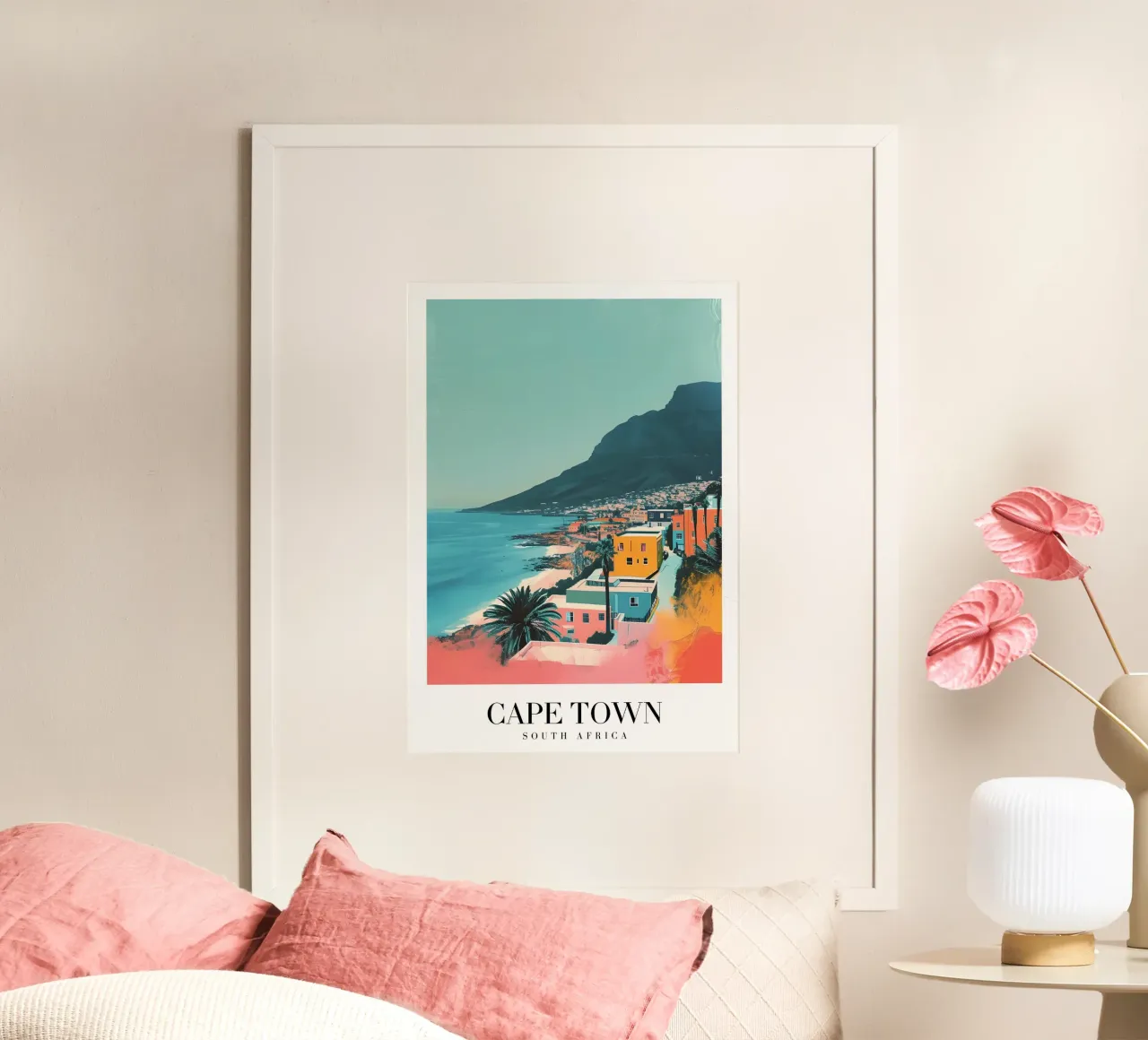 Cape Town Afrique du Sud Vue côtière - Table Mountain Art poster de homdeco