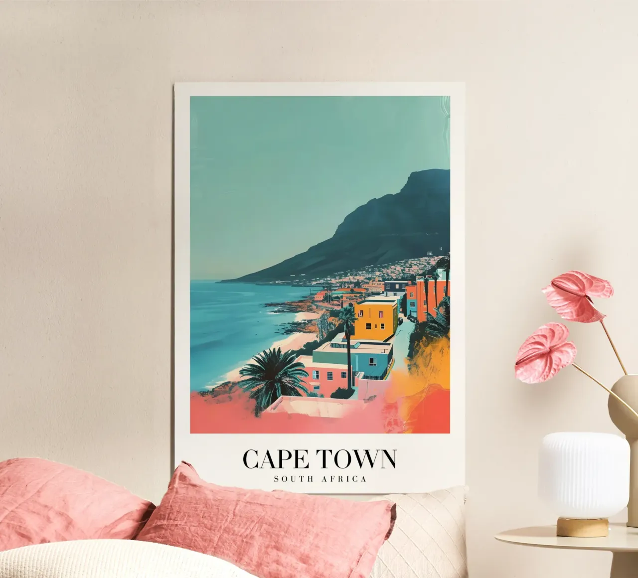 Cape Town Afrique du Sud Vue côtière - Table Mountain Art poster de homdeco