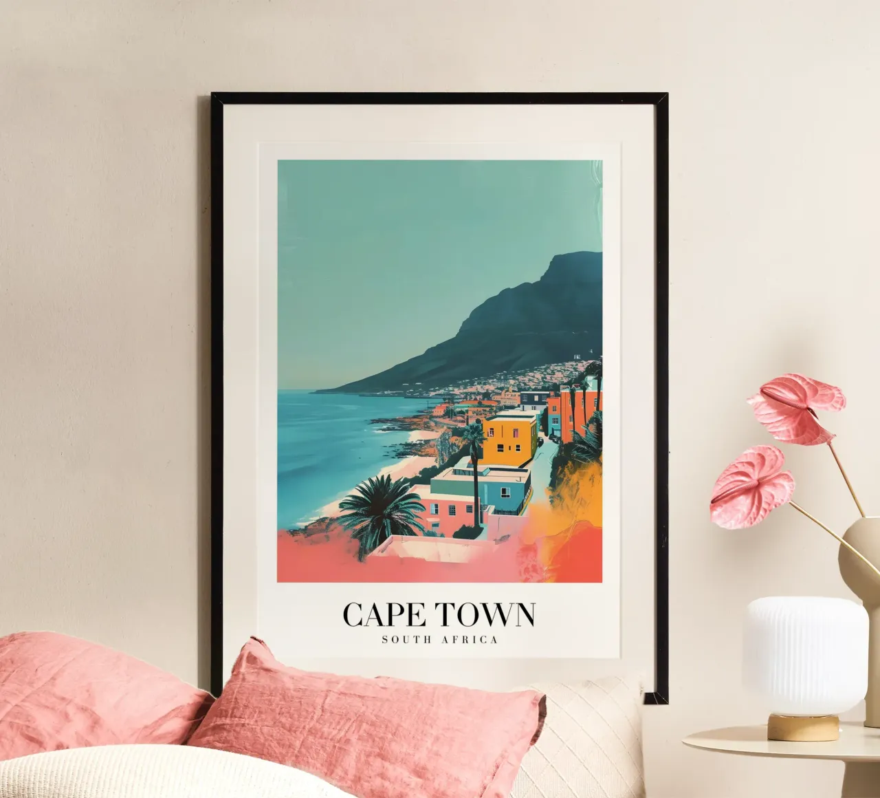 Cape Town Afrique du Sud Vue côtière - Table Mountain Art poster de homdeco