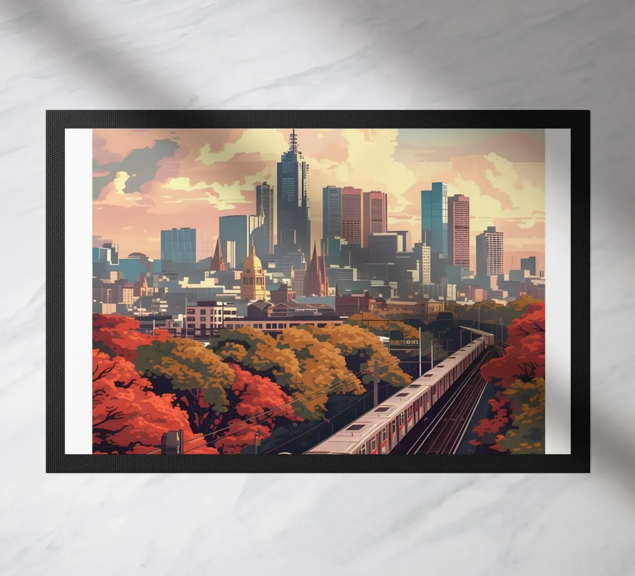 Francoforte Germania Skyline - Fiume Meno e Ponti Art. zerbino da homdeco