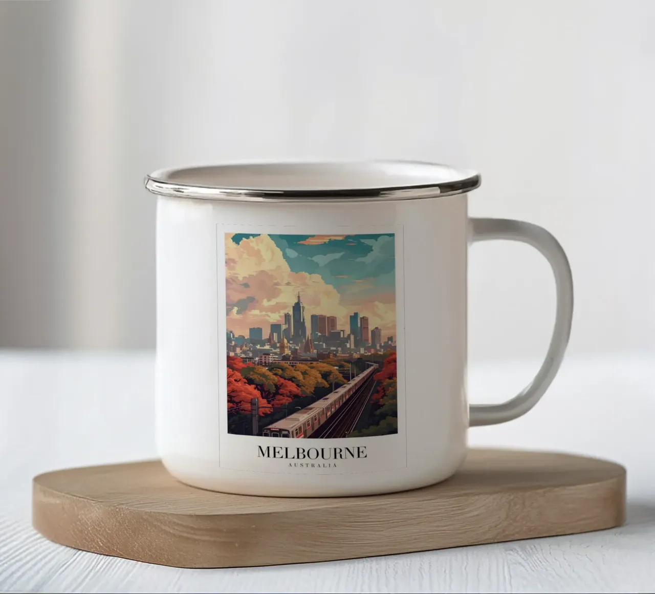Francoforte Germania Skyline - Fiume Meno e Ponti Art. tazza in smalto da homdeco