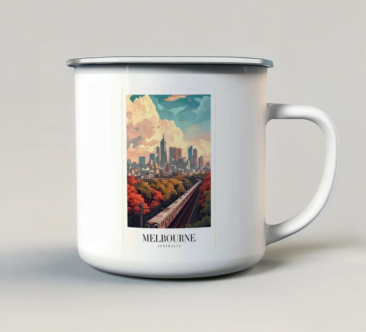 Francoforte Germania Skyline - Fiume Meno e Ponti Art. tazza in smalto da homdeco