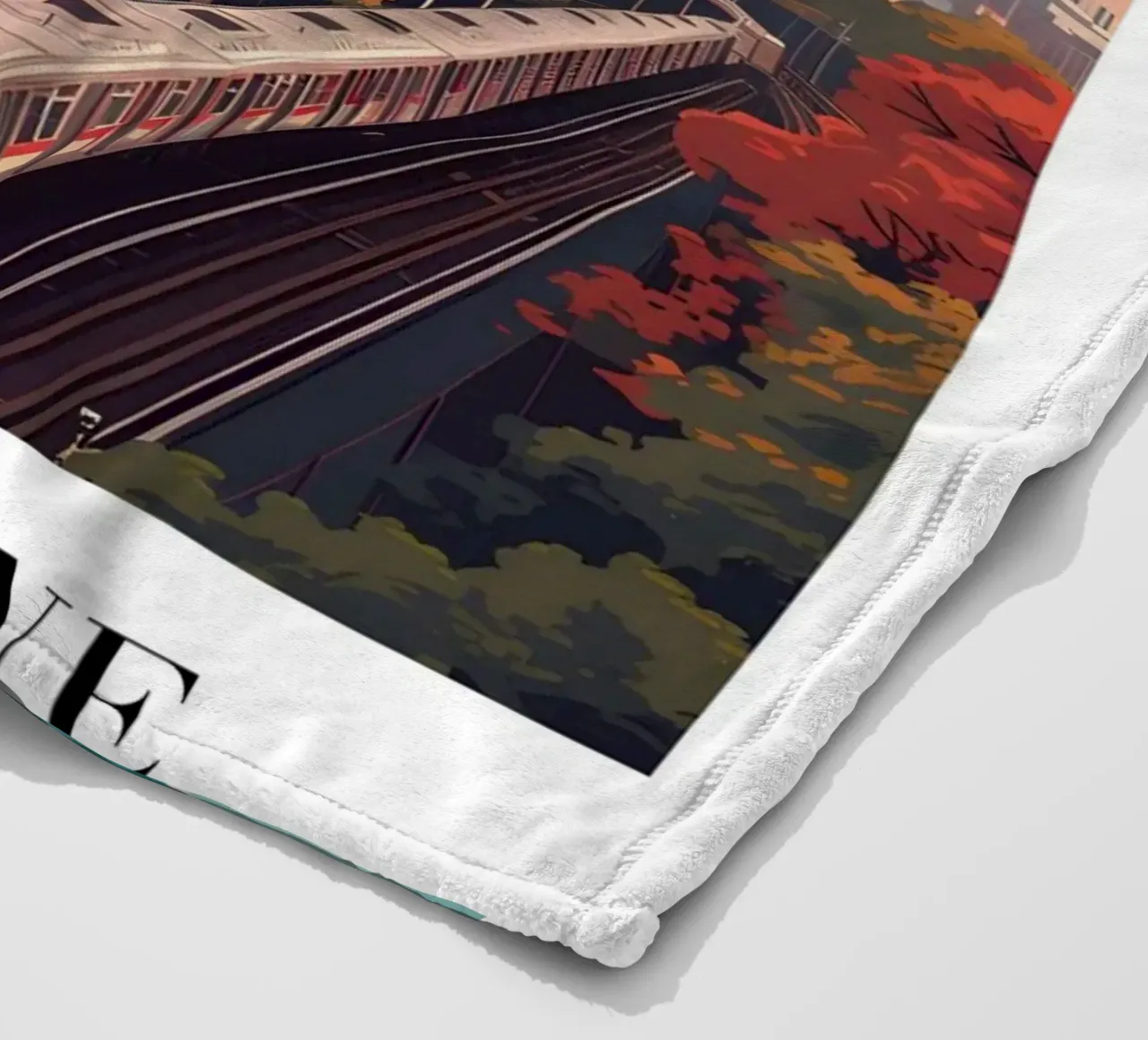 Francoforte Germania Skyline - Fiume Meno e Ponti Art. coperta in pile da homdeco