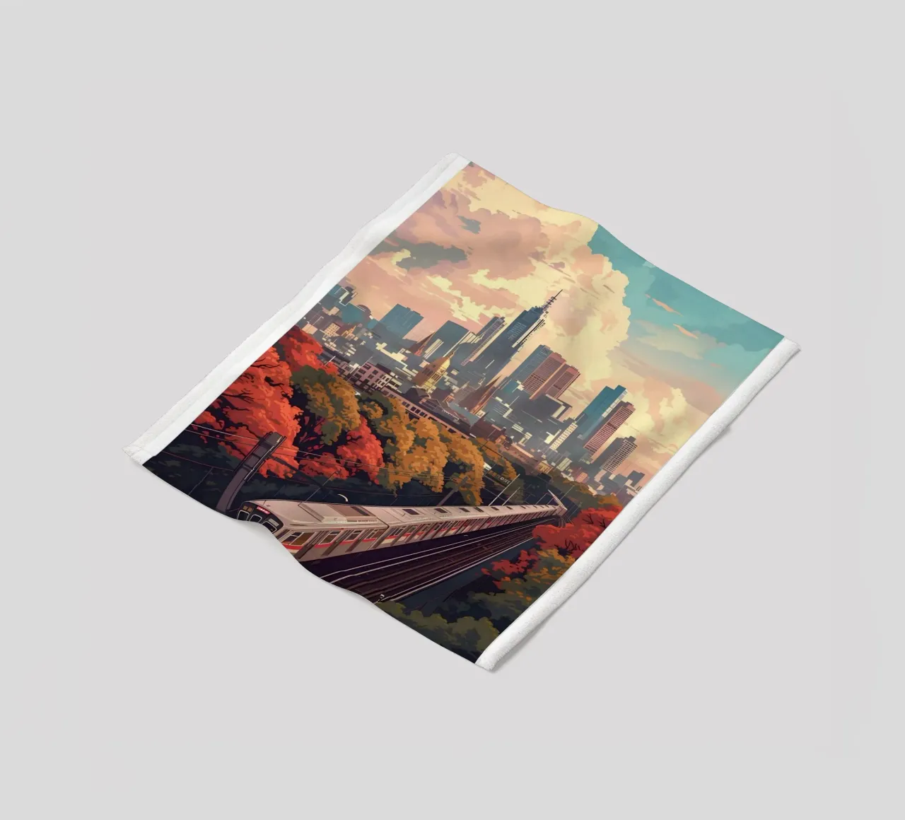 Francoforte Germania Skyline - Fiume Meno e Ponti Art. coperta in pile da homdeco