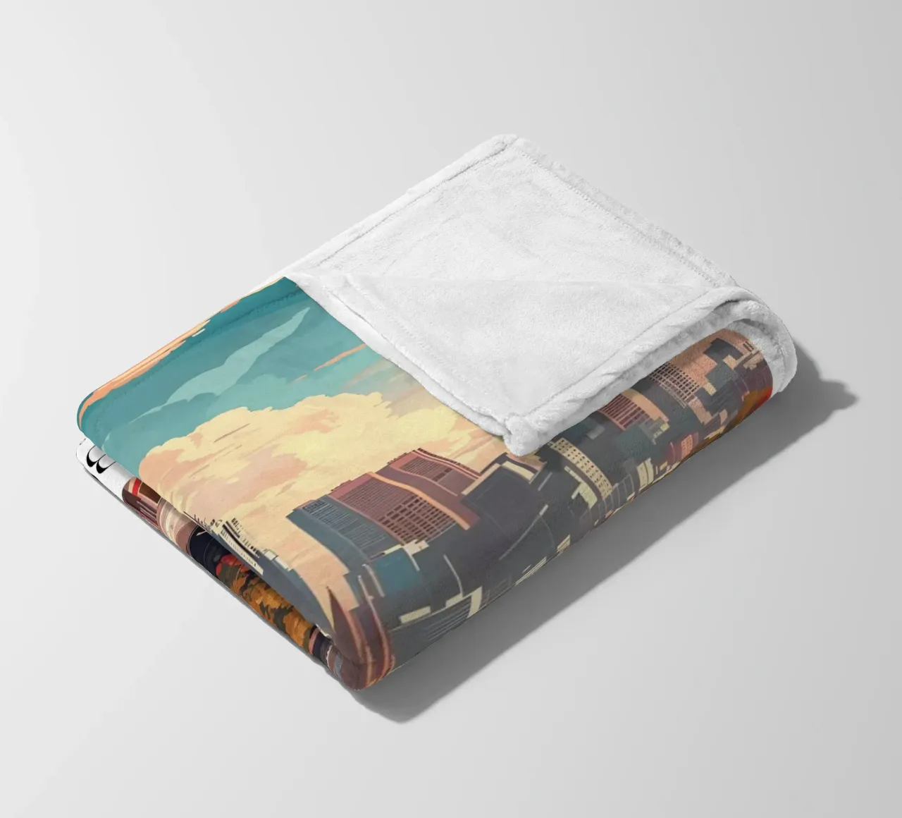 Francoforte Germania Skyline - Fiume Meno e Ponti Art. coperta in pile da homdeco
