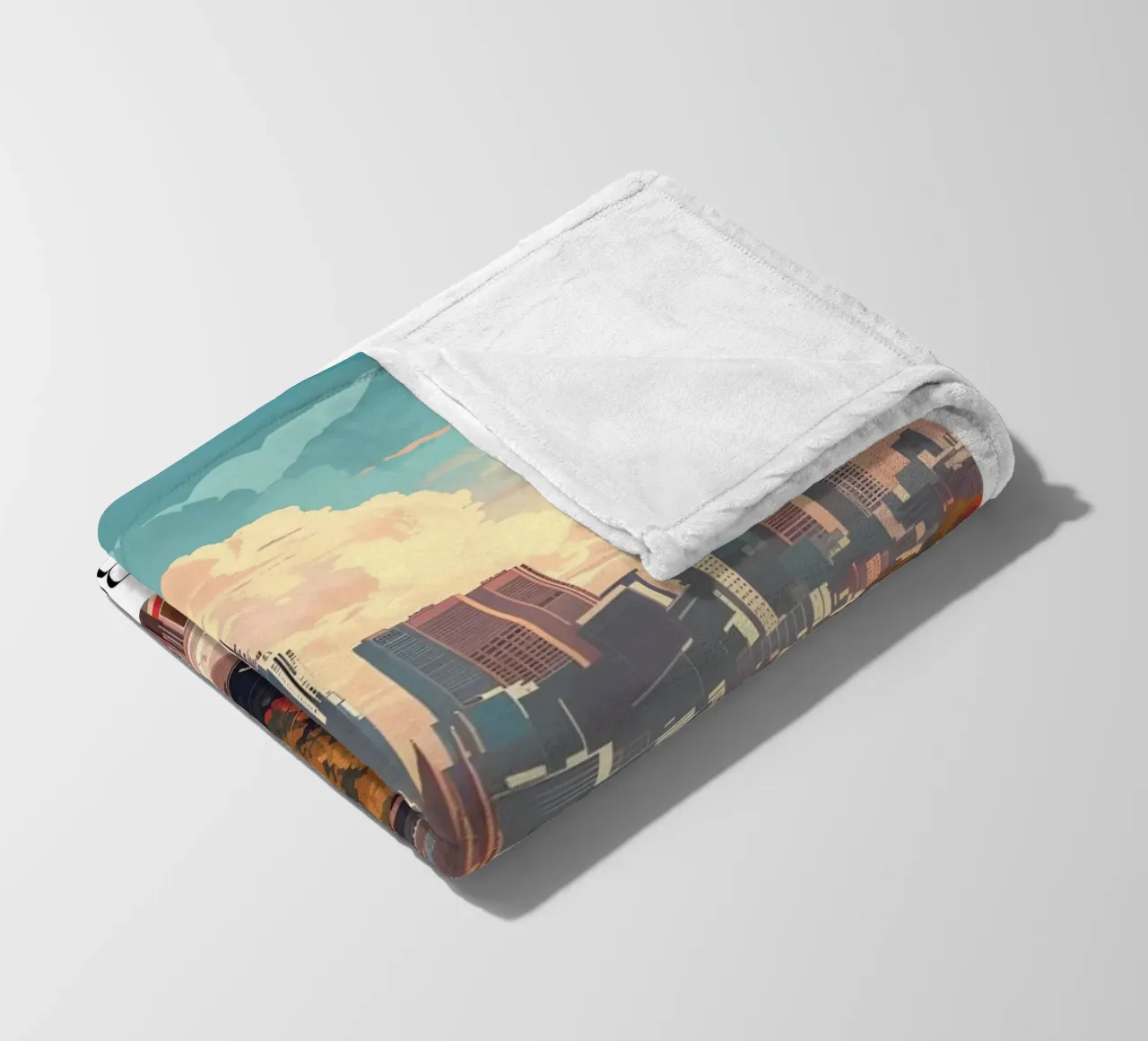 Francoforte Germania Skyline - Fiume Meno e Ponti Art. coperta in pile da homdeco