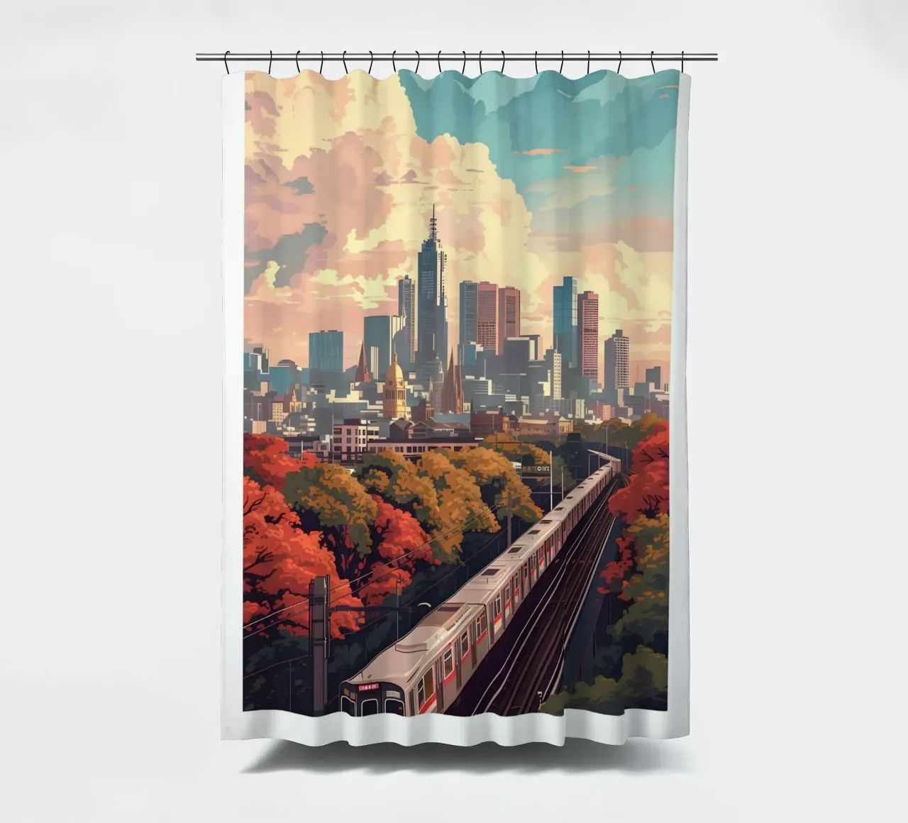 Francoforte Germania Skyline - Fiume Meno e Ponti Art. tenda da doccia da homdeco