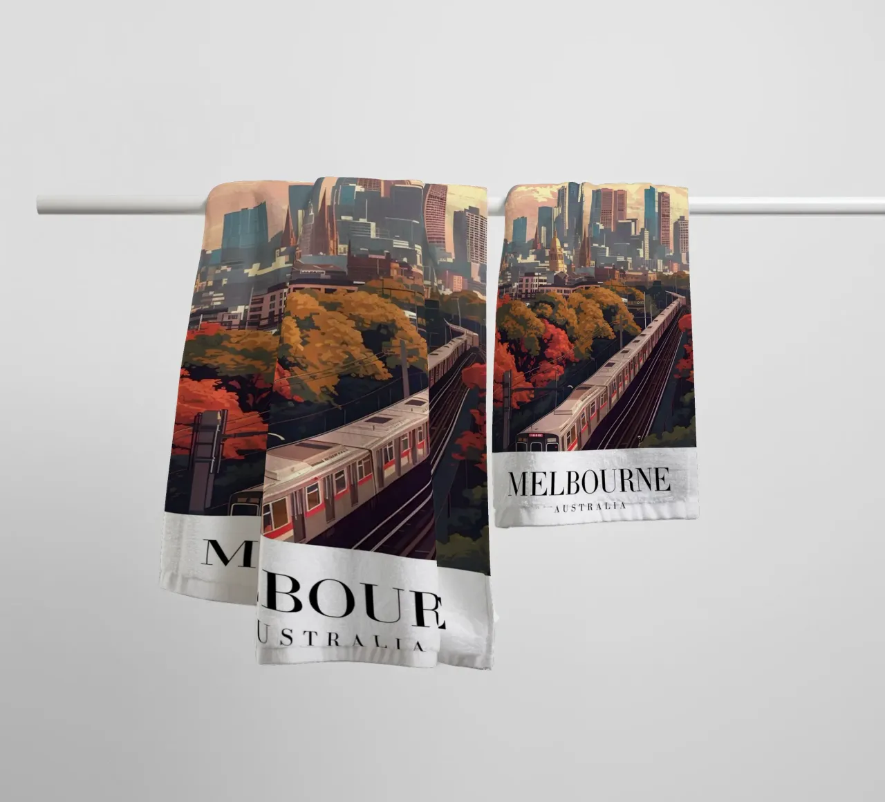 Francoforte Germania Skyline - Fiume Meno e Ponti Art. asciugamano da bagno da homdeco