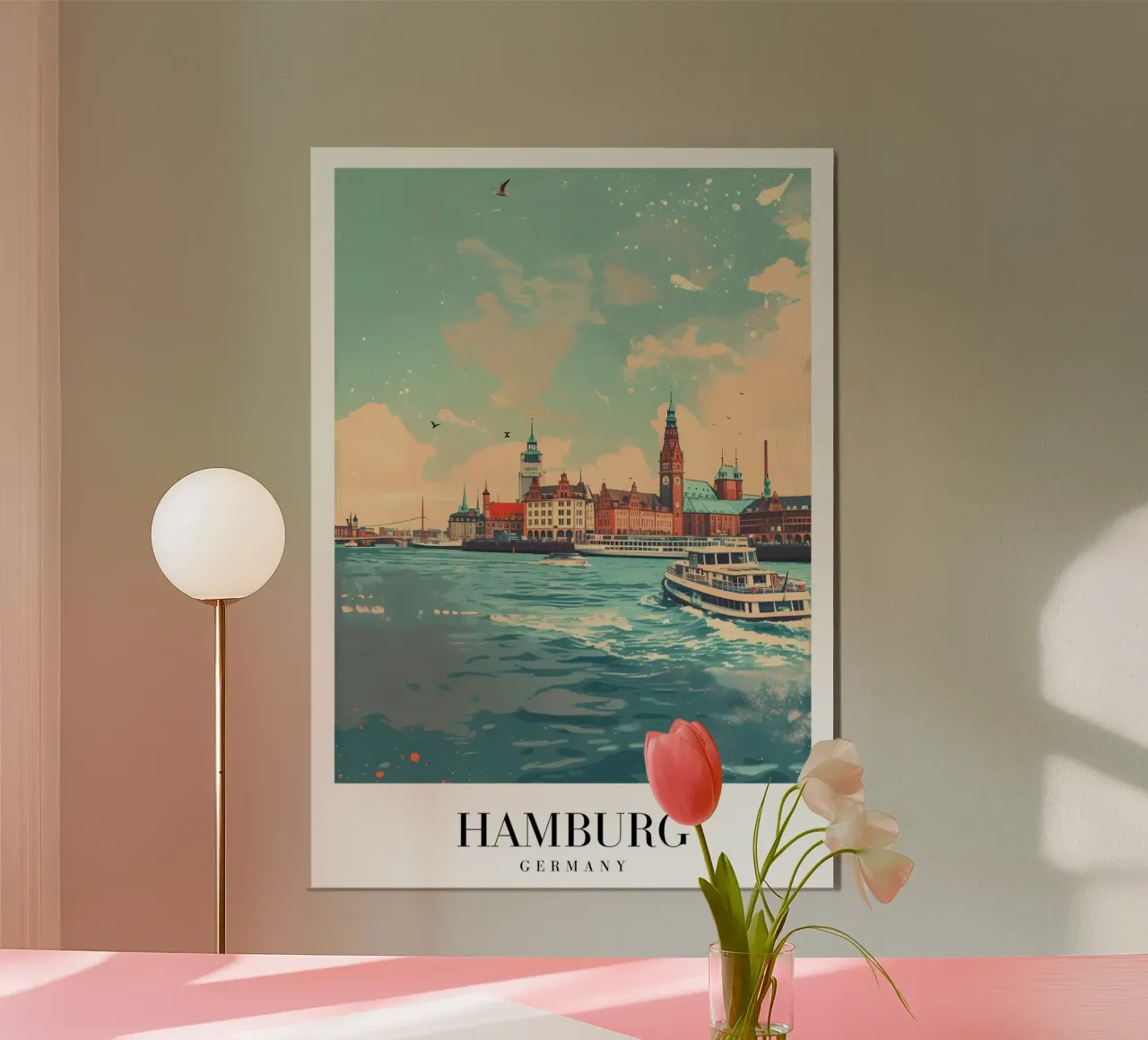 Hamburgo Alemania Paisaje urbano frente al mar - Hanseatic Art Print poster de homdeco