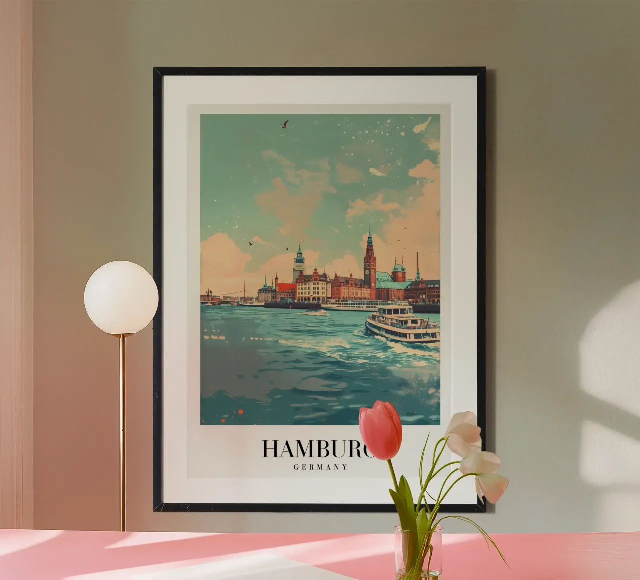 Hamburgo Alemania Paisaje urbano frente al mar - Hanseatic Art Print poster de homdeco