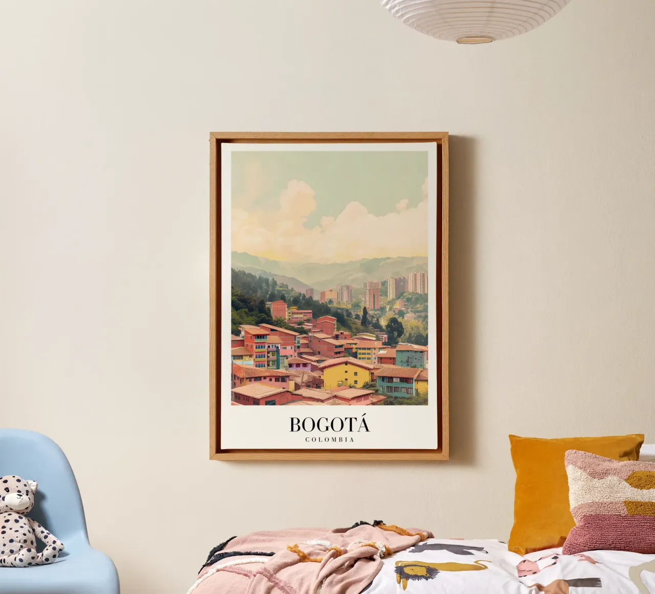 Bogotá Colombia Kleurrijke Heuvels - Berg Stadsgezicht Kunst canvas met Baklijst van homdeco
