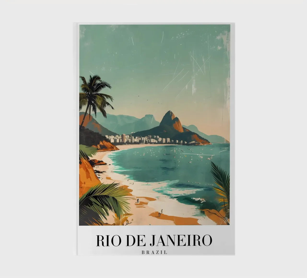 Rio de Janeiro Strand & Zuckerhut - Brasilien Küstenkunst Notizbuch von homdeco