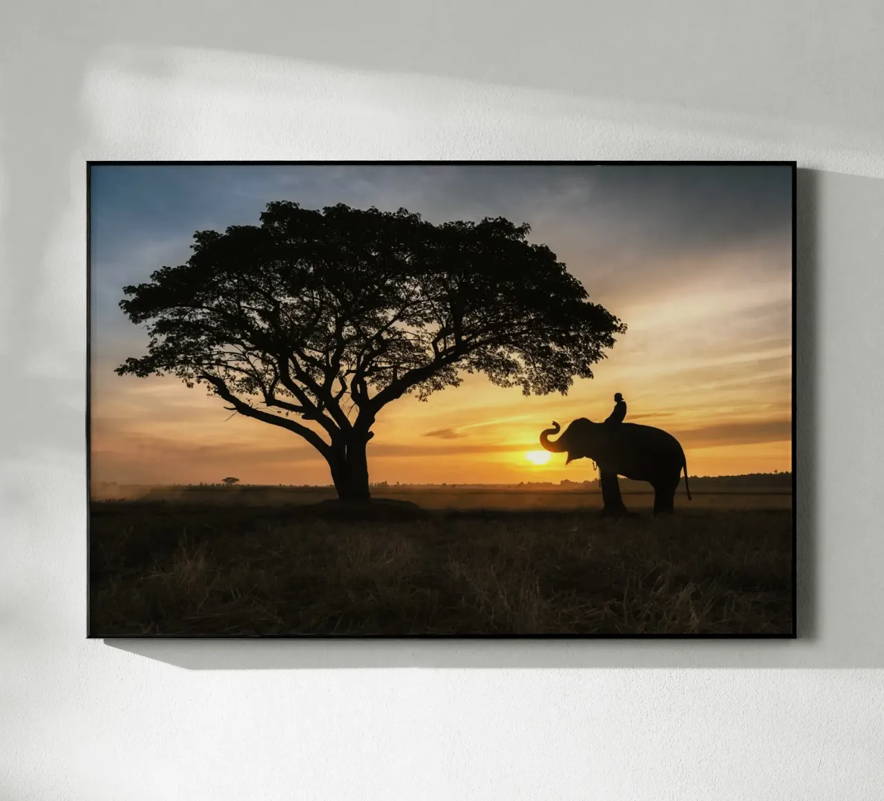 Elephant at Dusk acrylic glass by PhotoVibe Decor