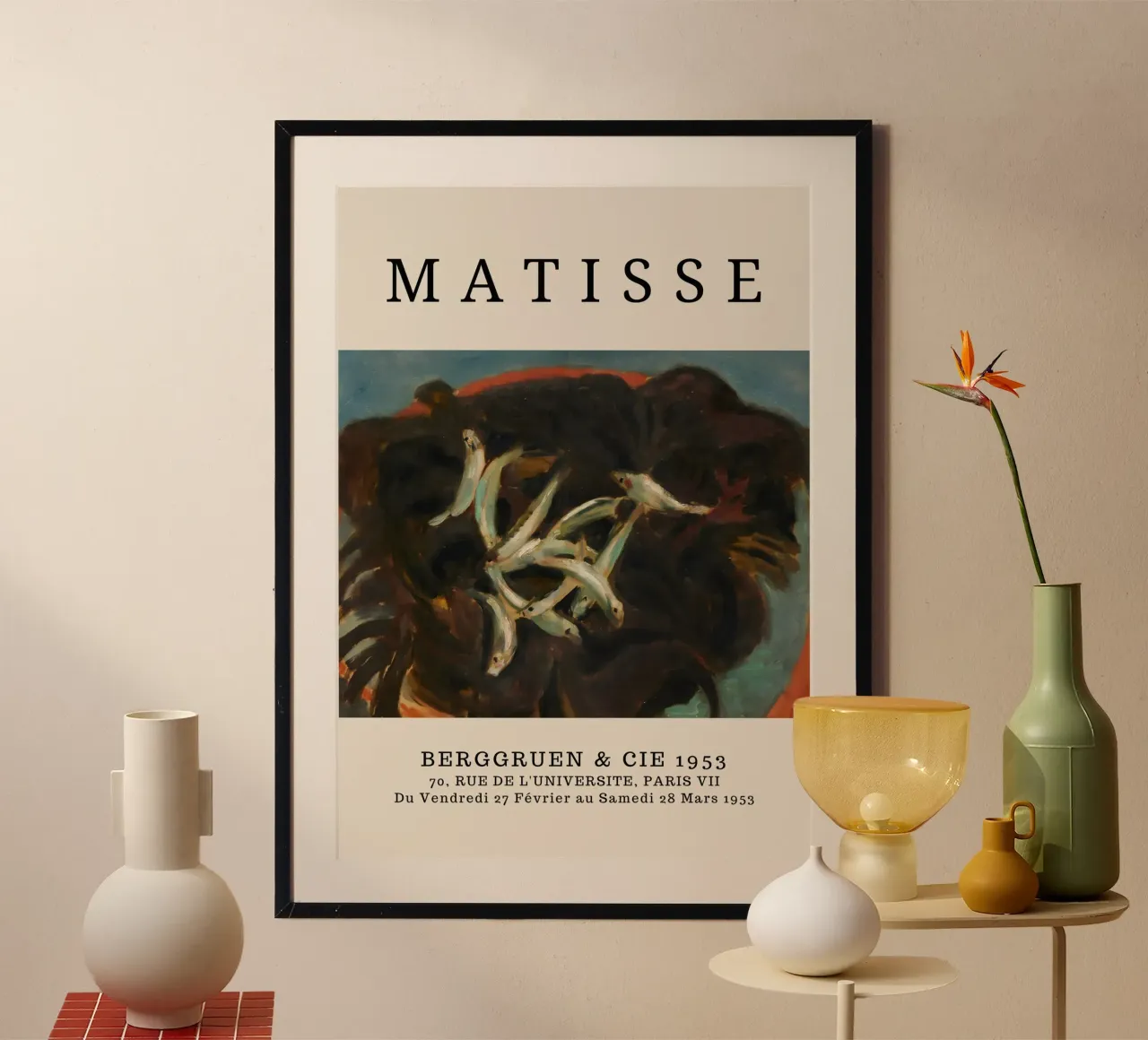 Nature morte au poisson d'Henri Matisse - Gravure d'exposition fauve poster avec cadre en bois de homdeco