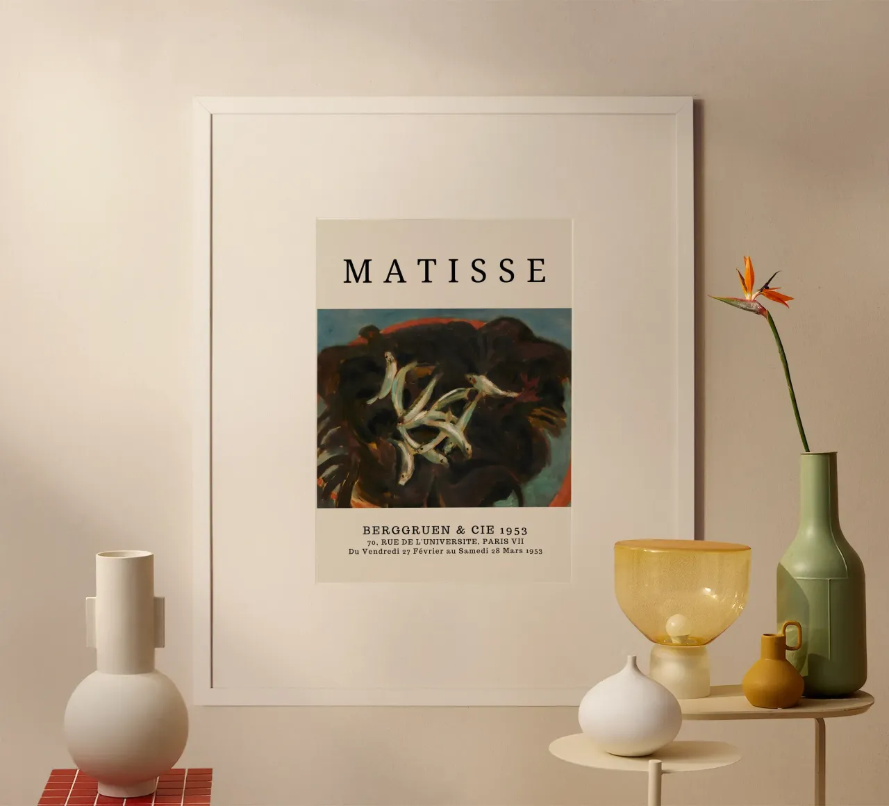 Nature morte au poisson d'Henri Matisse - Gravure d'exposition fauve poster avec cadre en bois de homdeco
