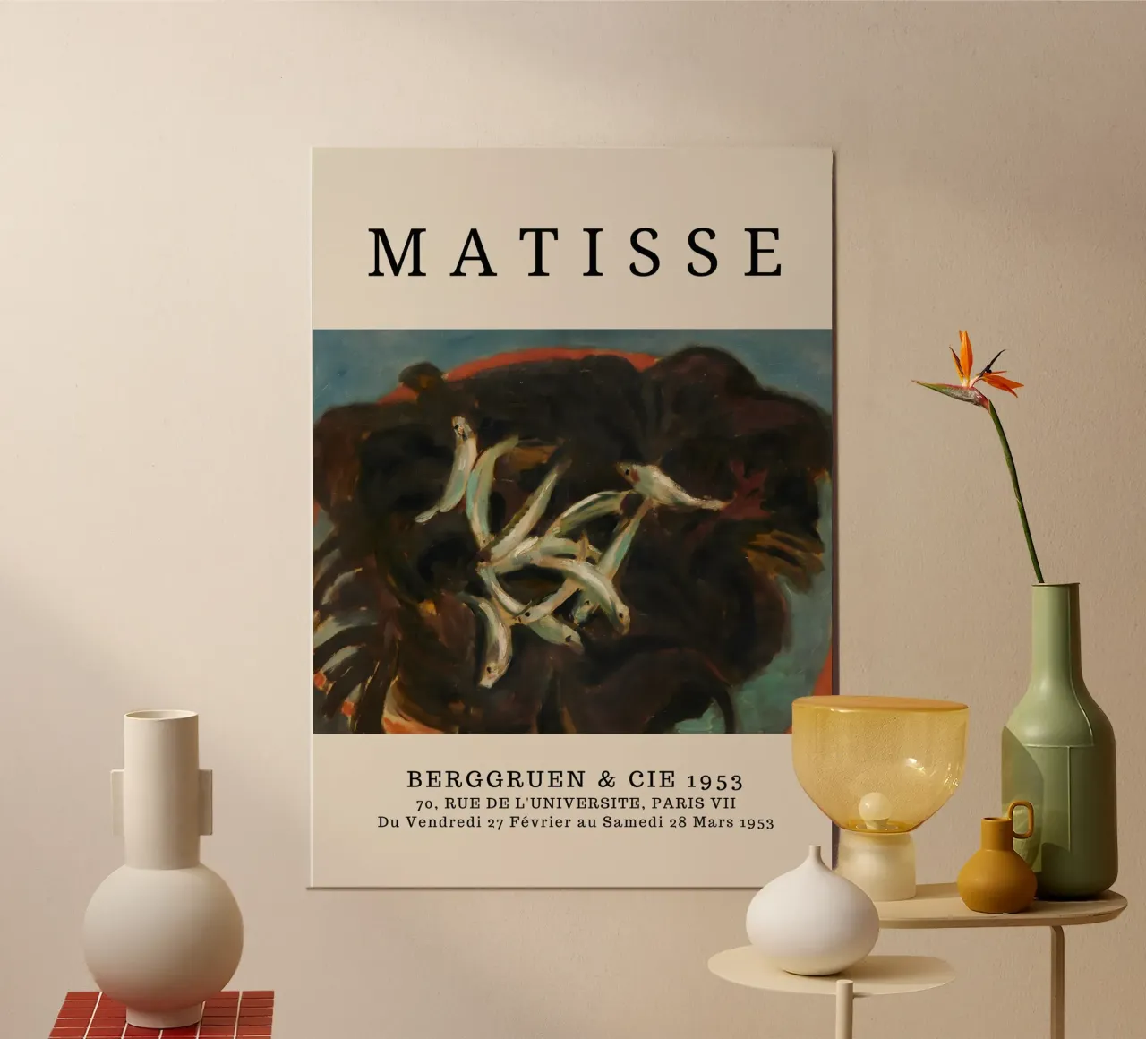 Nature morte au poisson d'Henri Matisse - Gravure d'exposition fauve poster avec cadre en bois de homdeco