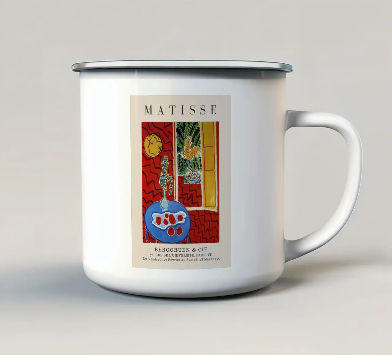 Henri Matisse Natura morta interna rossa - Mostra fauvista tazza in smalto da homdeco