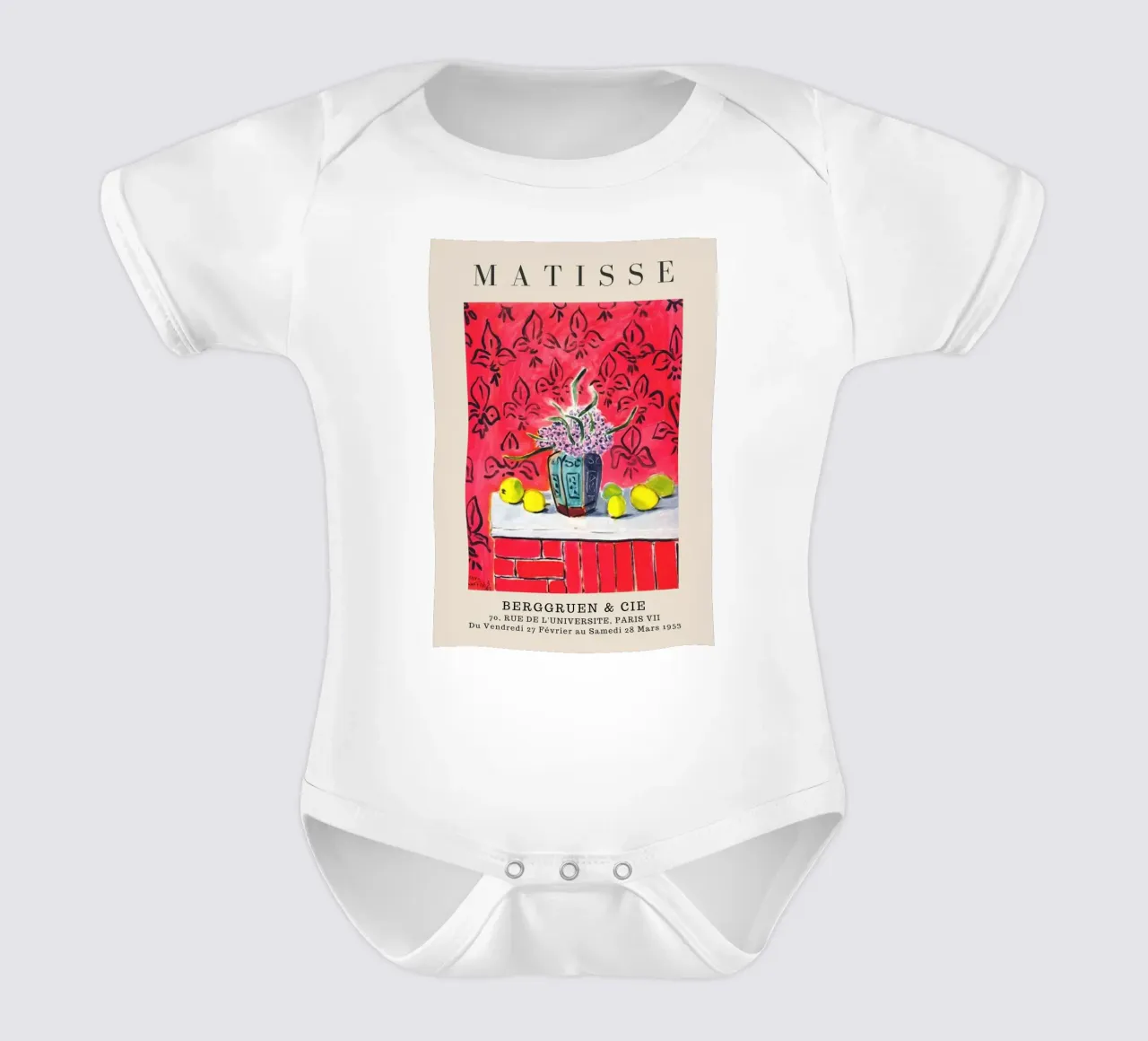 Henri Matisse Red Interior Still Life - Fauvist Exhibition short-sleeve baby romper by homdeco