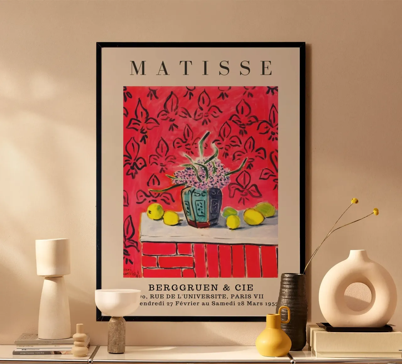 Henri Matisse Natura morta interna rossa - Mostra fauvista poster con telaio in legno da homdeco