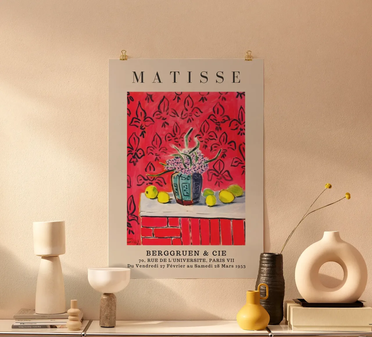 Henri Matisse Natura morta interna rossa - Mostra fauvista poster con telaio in legno da homdeco