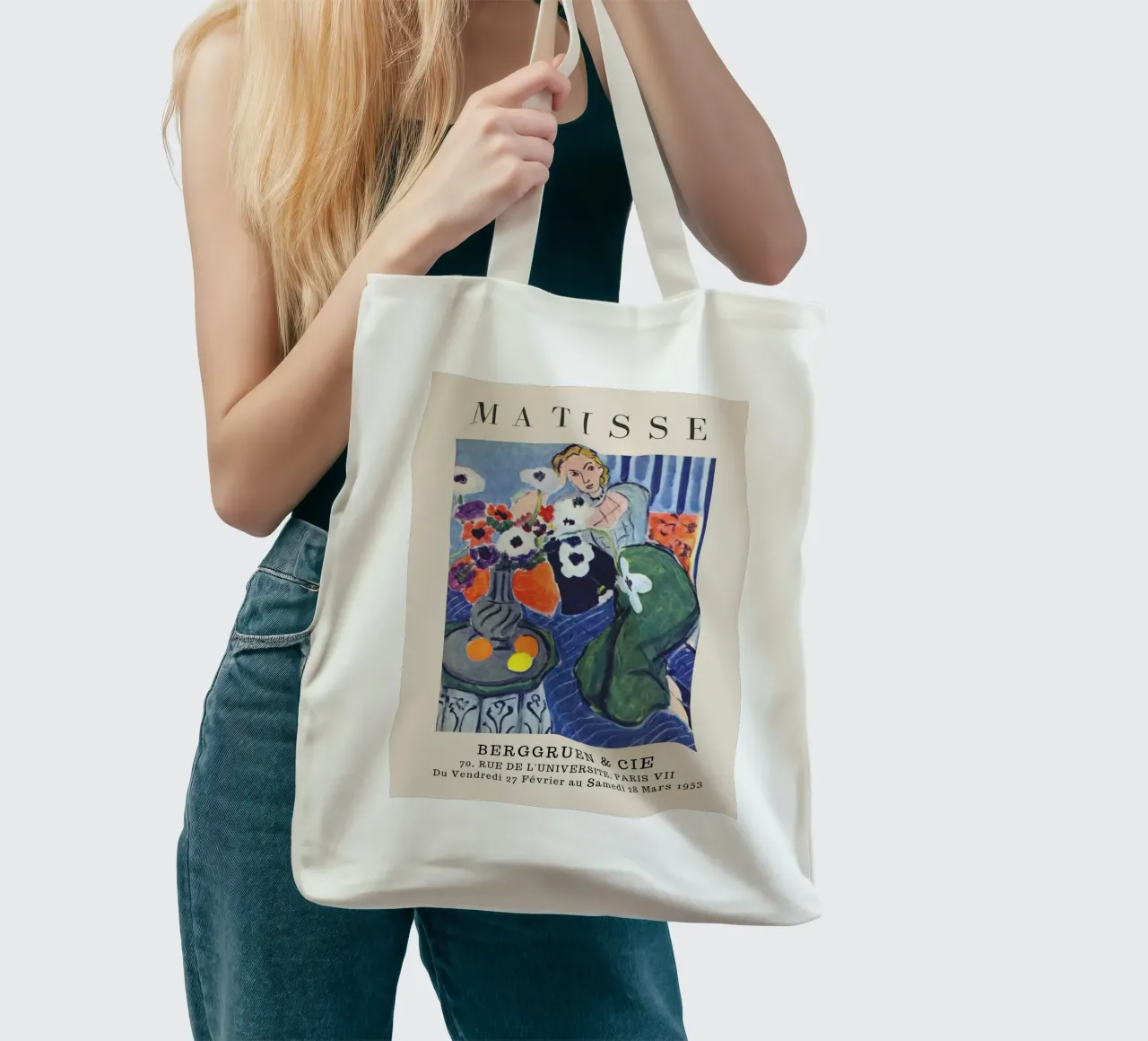 Henri Matisse Donna con anemoni - Mostra fauvista borsa in juta da homdeco