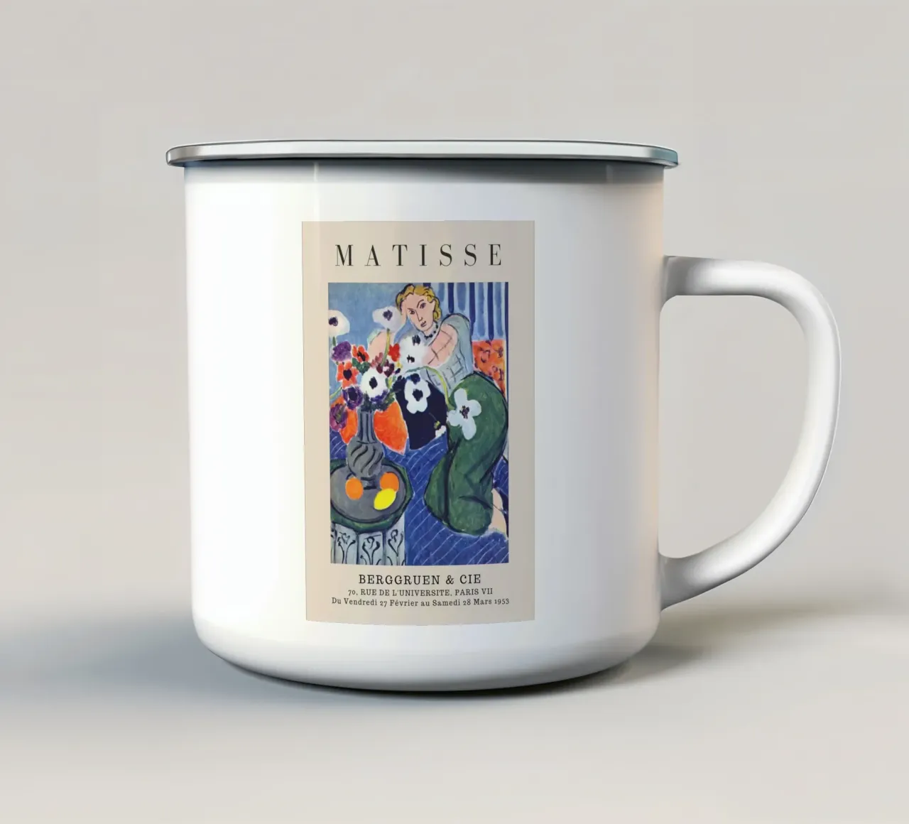 Henri Matisse Donna con anemoni - Mostra fauvista tazza in smalto da homdeco