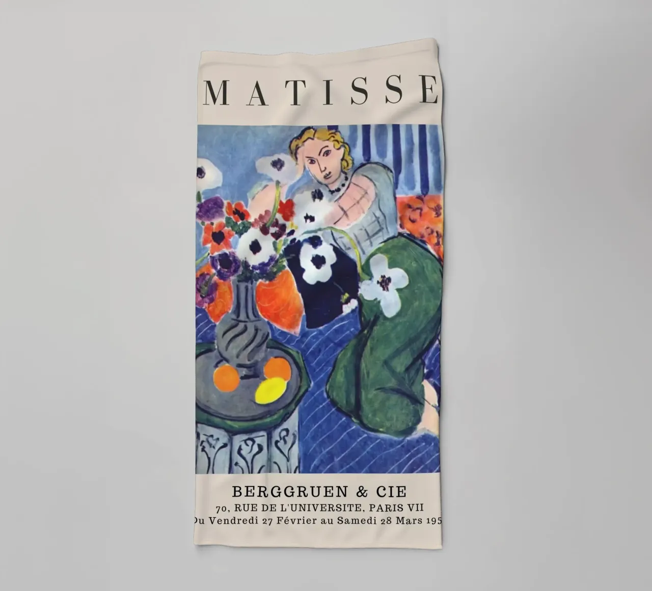 Henri Matisse Donna con anemoni - Mostra fauvista asciugamano da bagno da homdeco