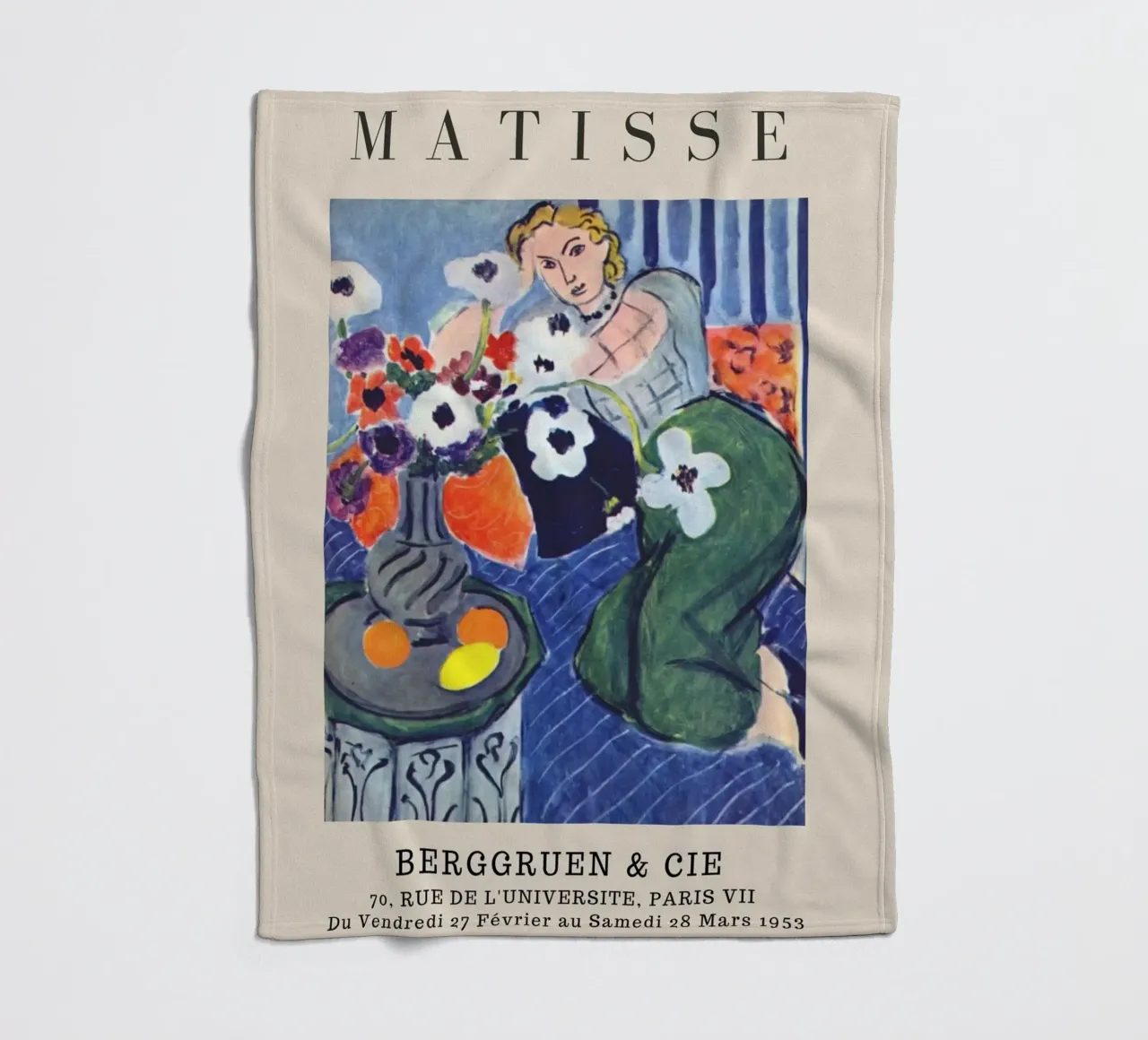 Henri Matisse Donna con anemoni - Mostra fauvista coperta in pile da homdeco