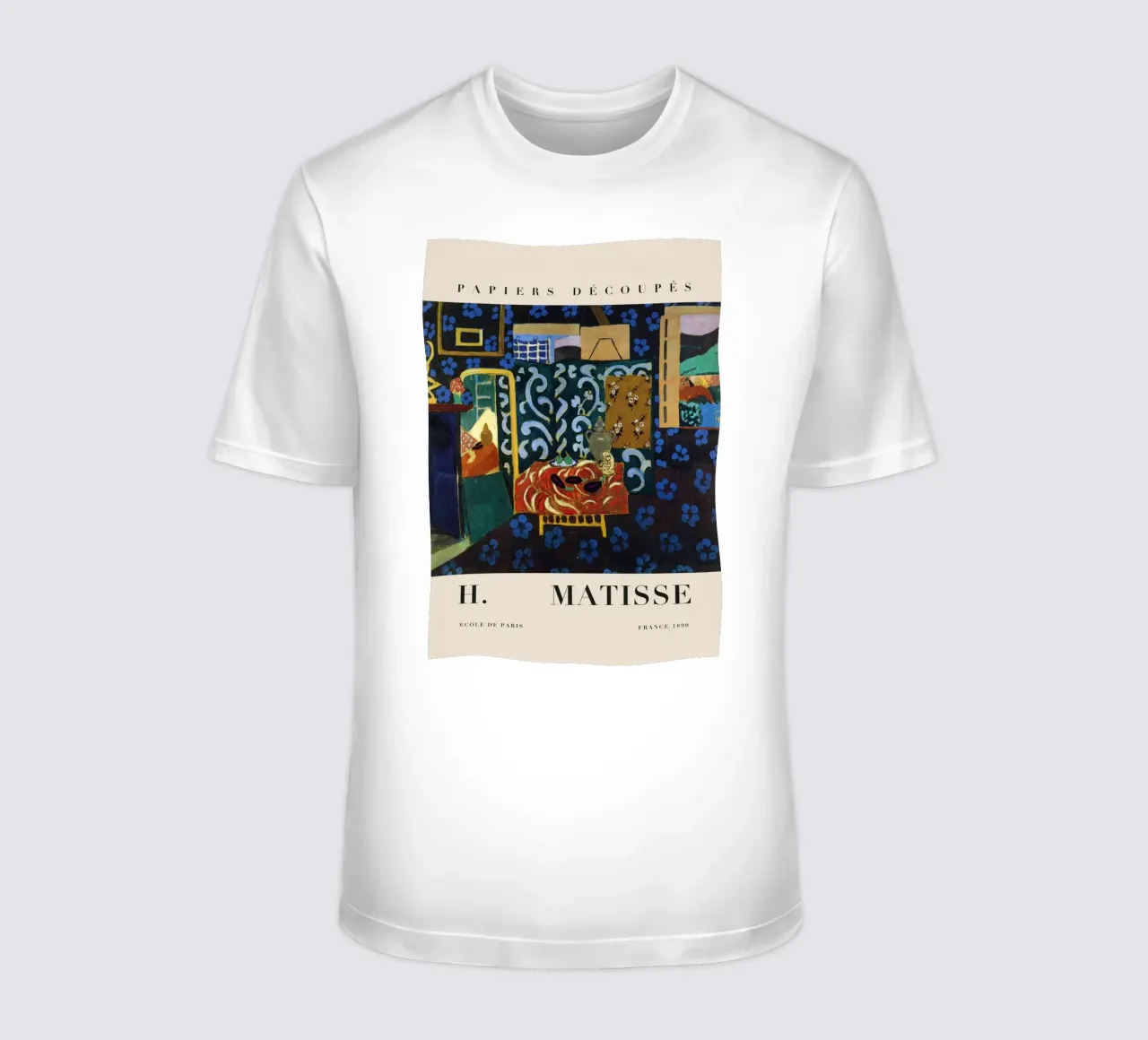 H. Interno di Matisse con tappeto rosso - Papiers Découpés Art t-shirt da homdeco