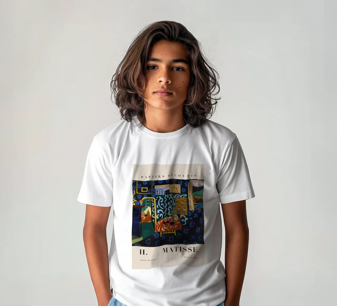 H. Matisse Interior with Red Rug - Papiers Découpés Art kids t-shirt by homdeco