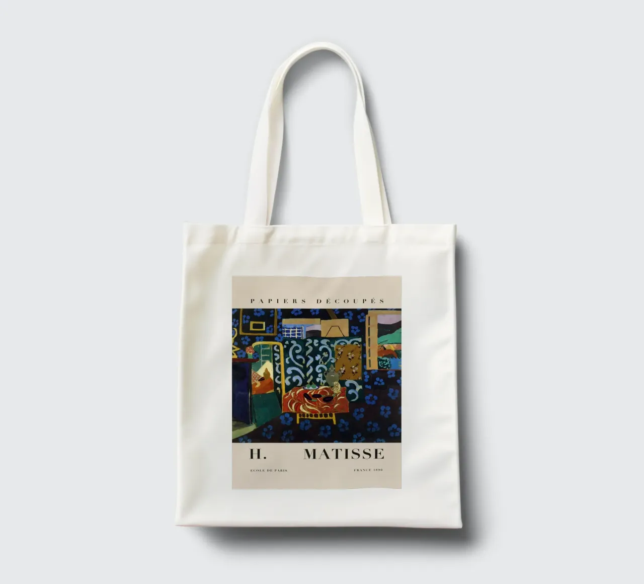H. Interno di Matisse con tappeto rosso - Papiers Découpés Art borsa in juta da homdeco