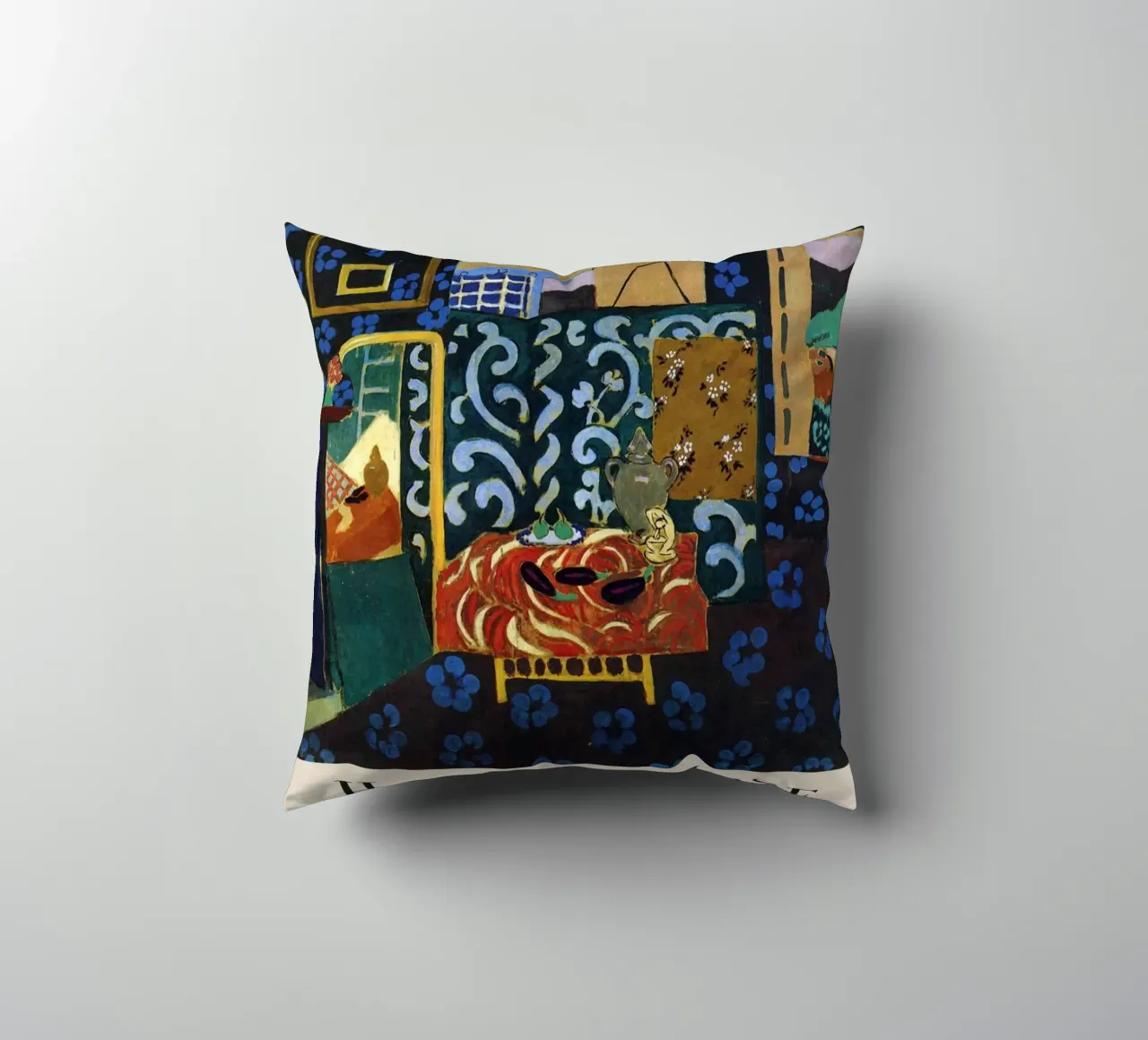 H. Interno di Matisse con tappeto rosso - Papiers Découpés Art cuscino da homdeco