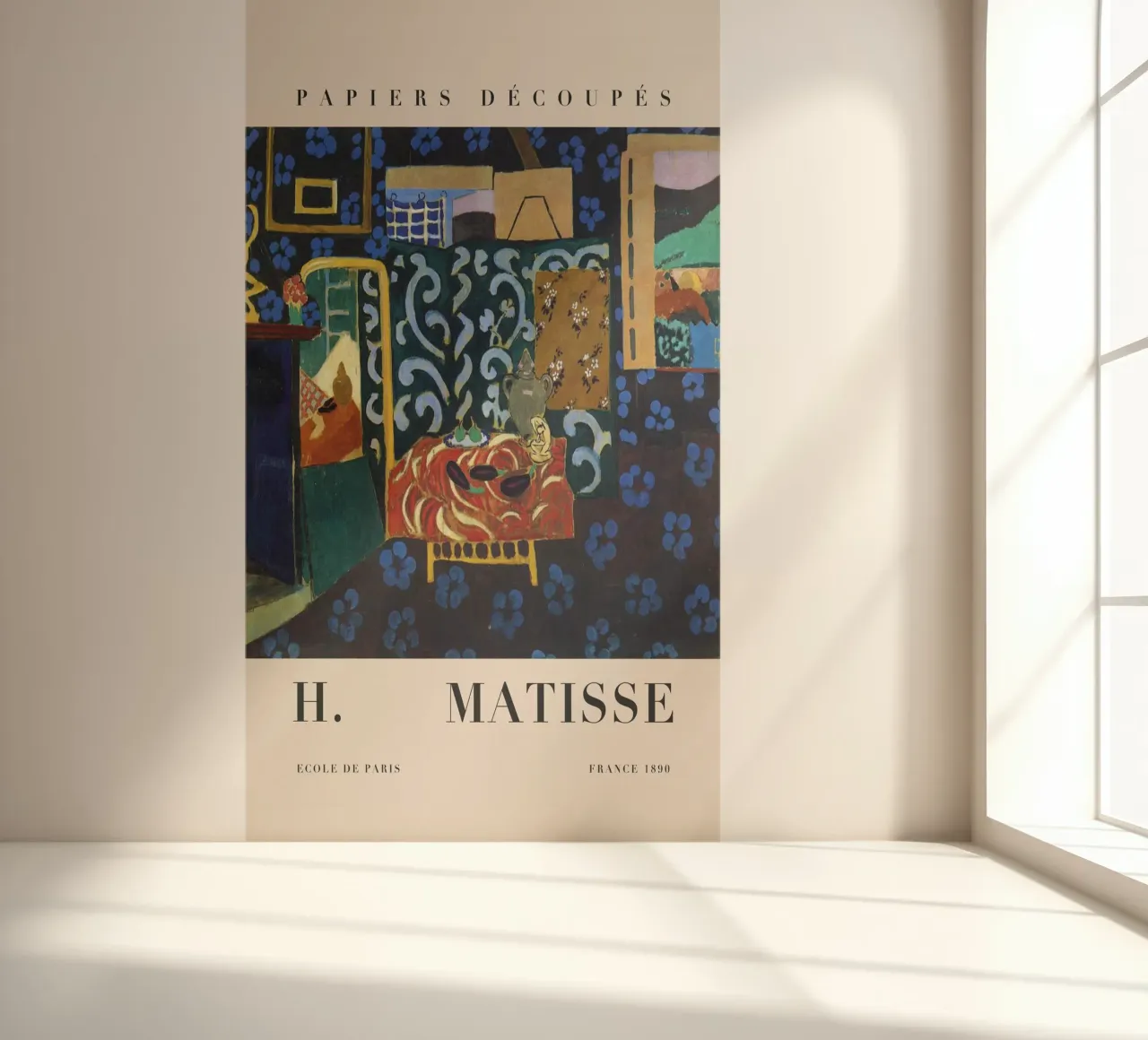 H. Matisse-interieur met rood vloerkleed - Papiers Découpés Art fotobehang van homdeco