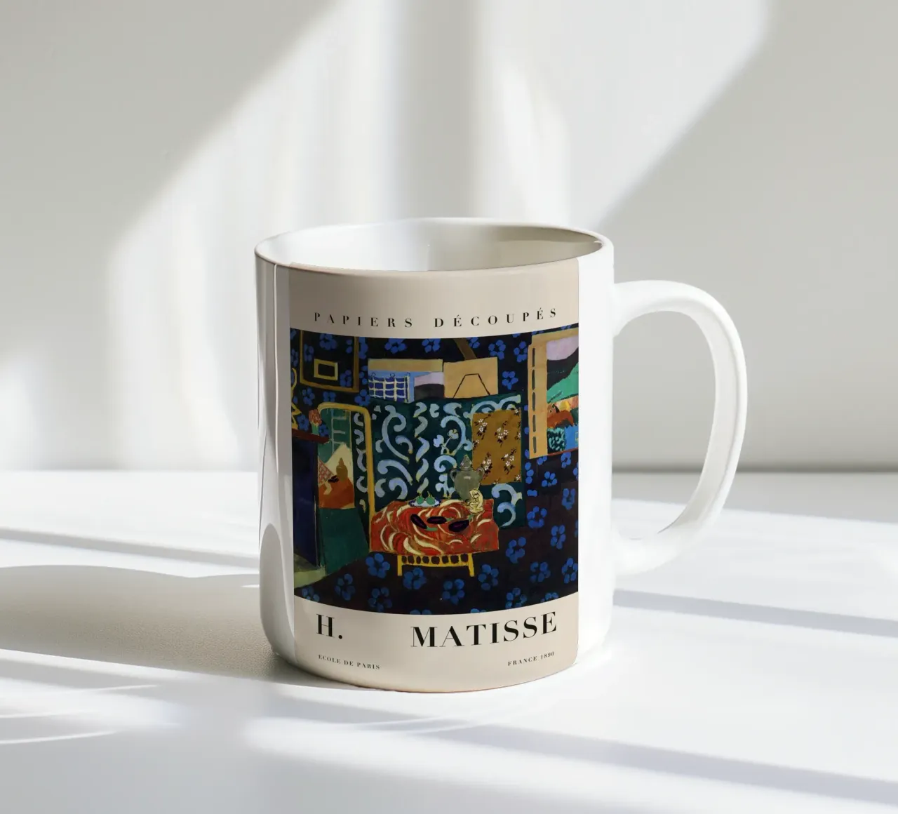 H. Interno di Matisse con tappeto rosso - Papiers Découpés Art tazza in ceramica da homdeco