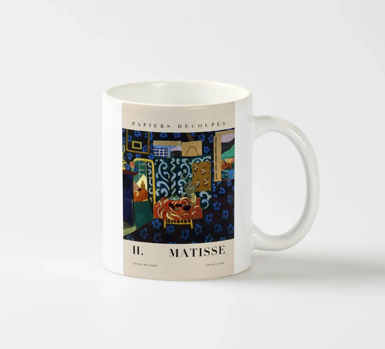 H. Interno di Matisse con tappeto rosso - Papiers Découpés Art tazza in ceramica da homdeco