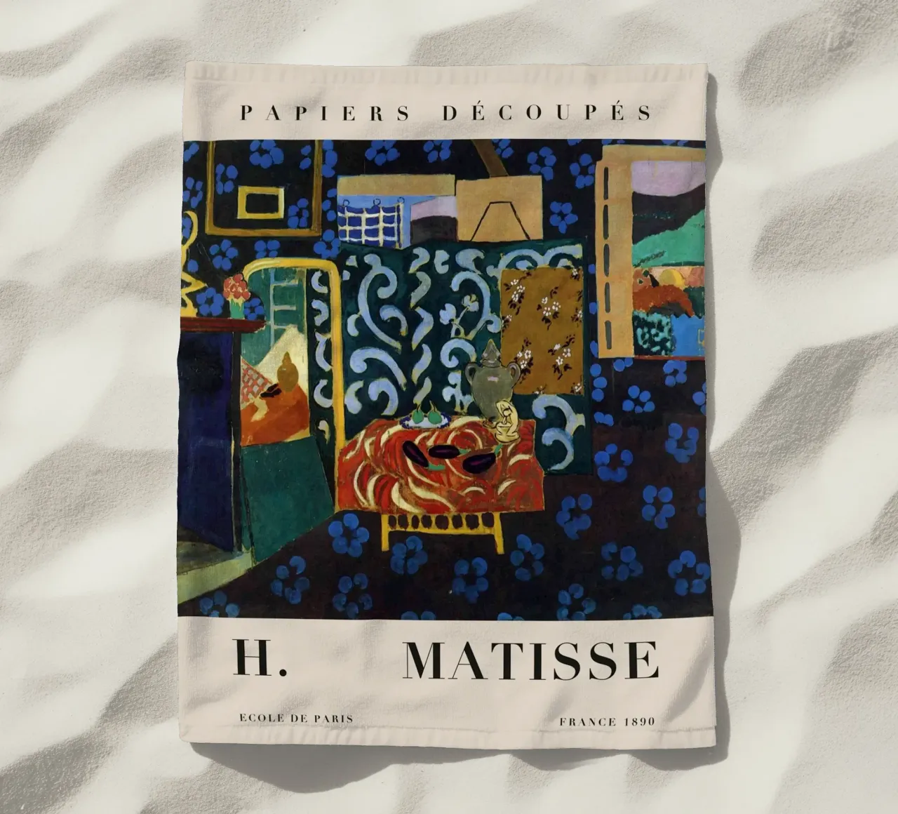 H. Interno di Matisse con tappeto rosso - Papiers Découpés Art telo mare da homdeco