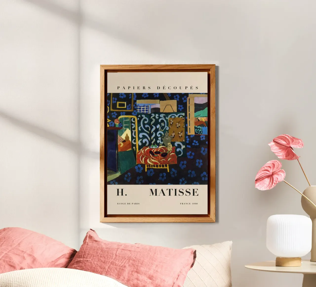 H. Matisse-interieur met rood vloerkleed - Papiers Découpés Art aluminium-dibond van homdeco