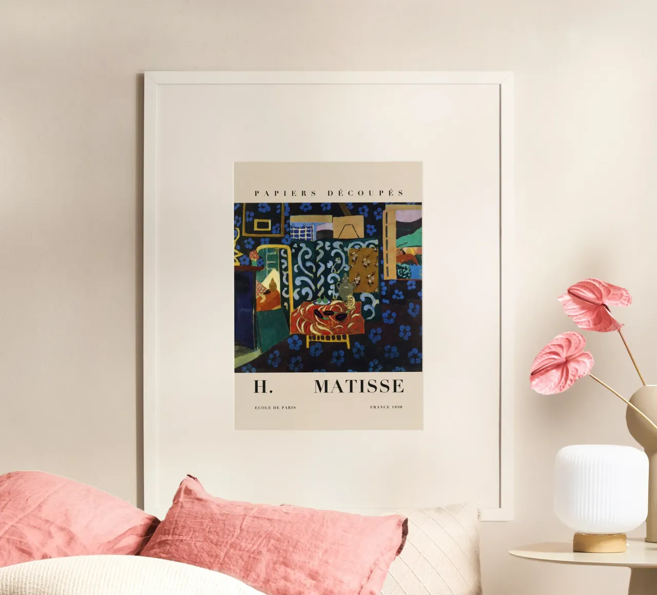 H. Interno di Matisse con tappeto rosso - Papiers Découpés Art carta hahnemühle da homdeco